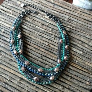 Stella & Dot Mercury necklace woven Blue statement